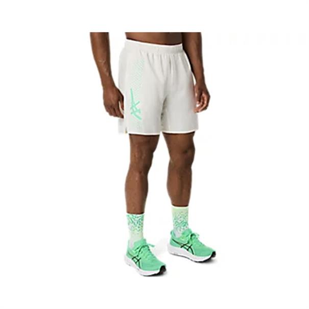 ASICS Icon 7” Hardloopshort Heren Cream / Vital Green