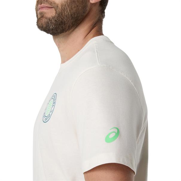 Asics Padel Court Graphic T-Shirt Heren Cream / Vital Green