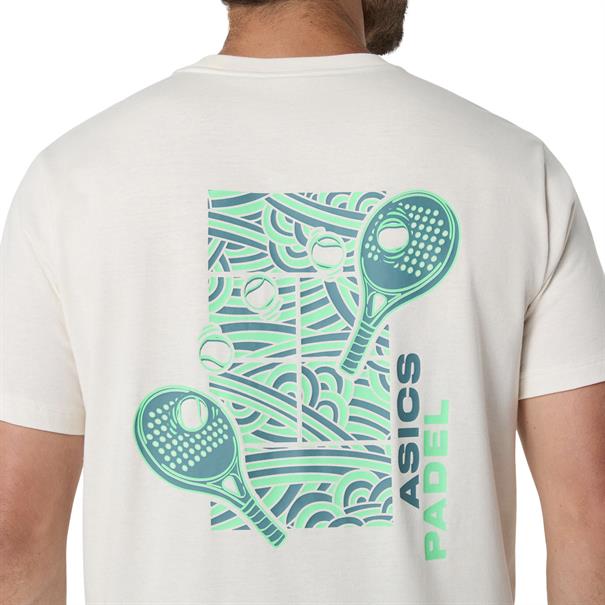 Asics Padel Court Graphic T-Shirt Heren Cream / Vital Green