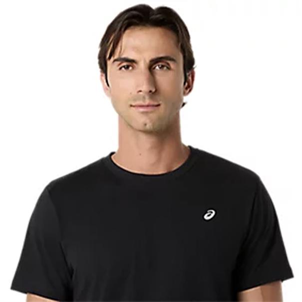 Asics Spiral Embroidery Sportshirt Heren Zwart