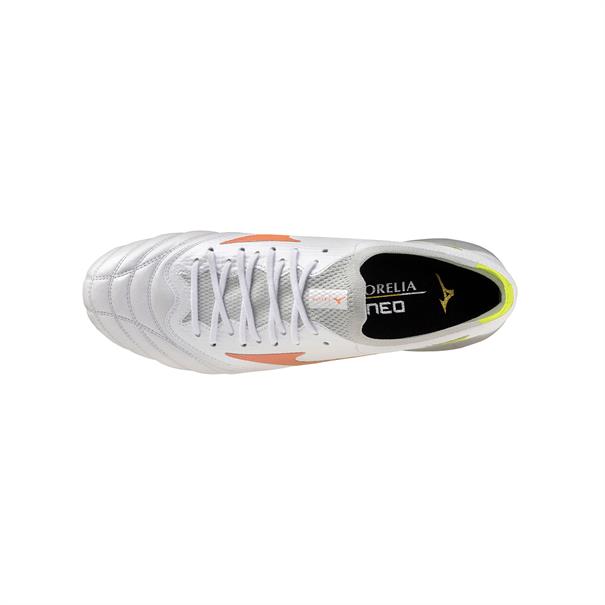 Mizuno Morelia Neo V Beta Elite FG Voetbalschoenen Wit Oranje Lime