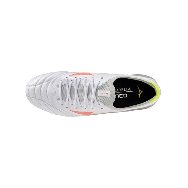 Mizuno Morelia Neo V Beta Elite FG Voetbalschoenen Wit Oranje Lime