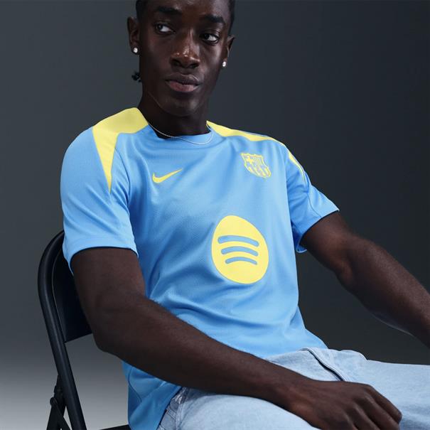 Nike FC Barcelona Strike Trainingsshirt Heren 2025-2026 Lichtblauw Geel